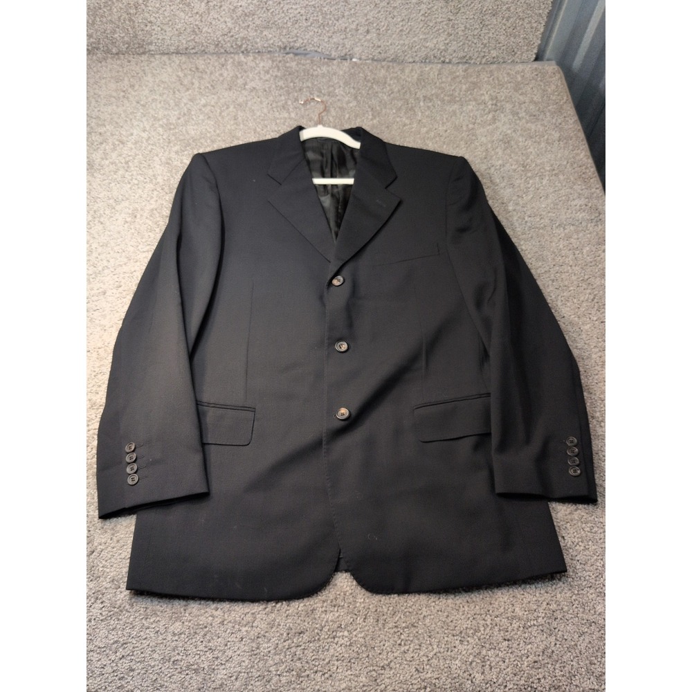 Pavone Mens Blazer Black 3-Button Wool Sport Coat Made in Italy Size 40 Regular